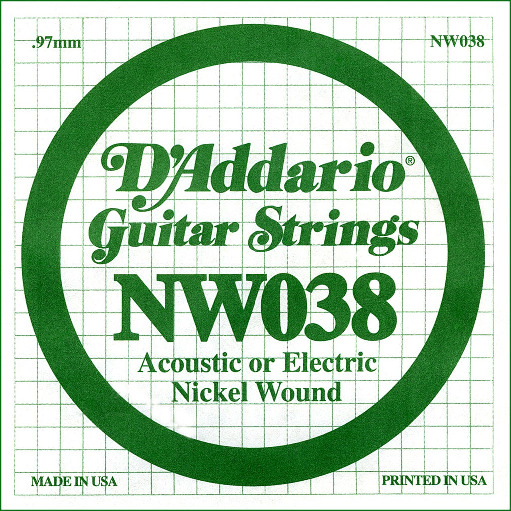 D Addario NW038 Nickel Wound Electric Guitar Single String .038