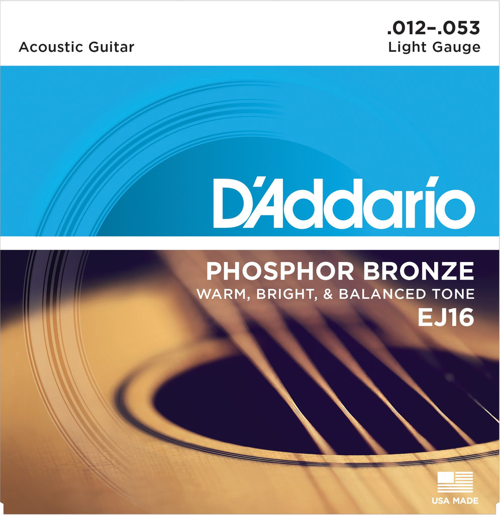 D Addario EJ16 Phosphor Bronze Acoustic Guitar Strings Light 12