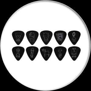 Planet Waves Joe Satriani Plectrums ICBK6-10JS Silver on Black