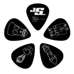 Planet Waves Joe Satriani Plectrums 1CBK2-10JS Silver on Black