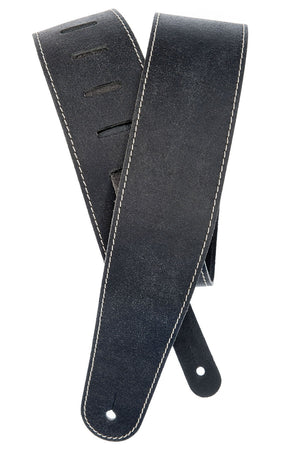 Planet Waves Stonewashed Black Leather Guitar Strap 25VNS00DX