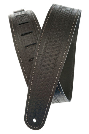 Planet Waves Basket Weave Black Leather Guitar Strap 25WSTB00