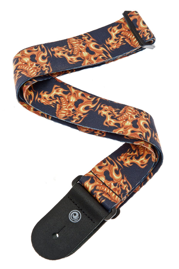 Planet Waves Flaming Skulls Guitar Strap 50LT01