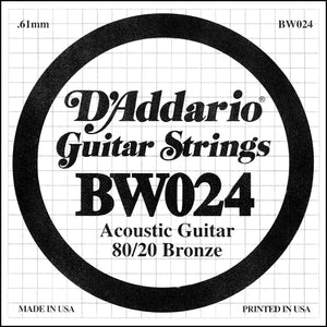 D'Addario BW024 Bronze Wound Acoustic Guitar Single String, .024