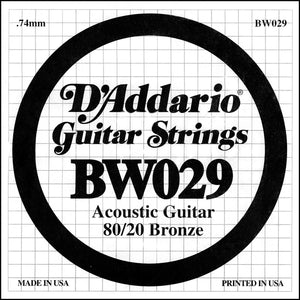 D'Addario BW029 Bronze Wound Acoustic Guitar Single String, .029