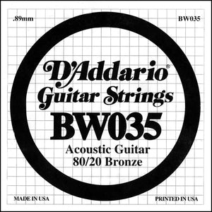 D'Addario BW035 Bronze Wound Acoustic Guitar Single String, .035