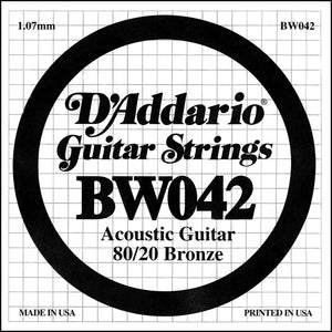 D'Addario BW042 Bronze Wound Acoustic Guitar Single String, .042