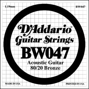 D'Addario BW047 Bronze Wound Acoustic Guitar Single String, .047