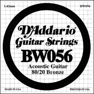 D'Addario BW056 Bronze Wound Acoustic Guitar Single String, .056