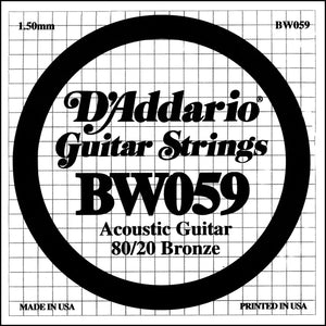 D'Addario BW059 Bronze Wound Acoustic Guitar Single String, .059