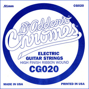 D'Addario CG020 Flat Wound Electric Guitar Single String, .020