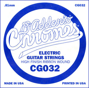 D'Addario CG032 Flat Wound Electric Guitar Single String, .032