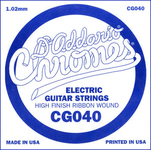 D'Addario CG040 Flat Wound Electric Guitar Single String, .040