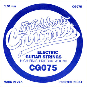 D'Addario CG075 Flat Wound Electric Guitar Single String, .075