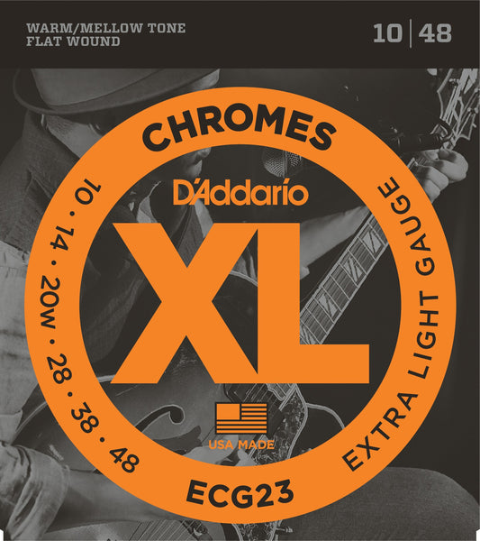 D Addario ECG23 Chromes Flat Wound Electric Guitar Strings Extra