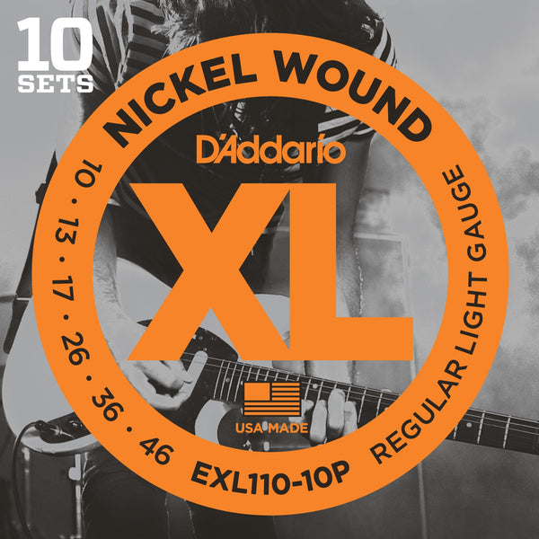 D Addario EXL110 10P Nickel Wound Electric Guitar Strings Regular