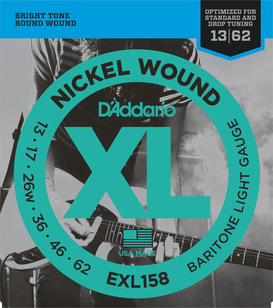 D Addario EXL158 Nickel Wound Electric Guitar Strings Baritone