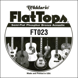 D'Addario FT023 Semi-Flat Phosphor Bronze Acoustic Guitar Single String, .023