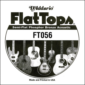 D'Addario FT056 Semi-Flat Phosphor Bronze Acoustic Guitar Single String, .056