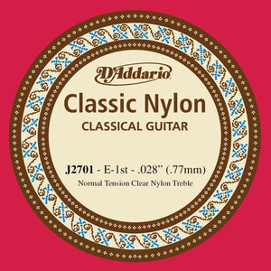 D'Addario J2701 Student Nylon Classical Guitar Single String, Normal Tension, First String