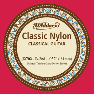 D'Addario J2702  Student Nylon Classical Guitar Single String, Normal Tension, Second String