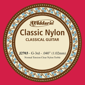 D'Addario J2703  Student Nylon Classical Guitar Single String, Normal Tension, Third String