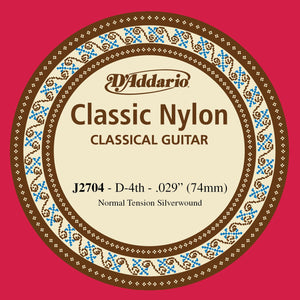 D'Addario J2704  Student Nylon Classical Guitar Single String, Normal Tension, Fourth String