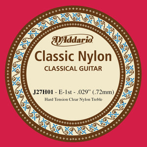 D'Addario J27H01 Student Nylon Classical Guitar Single String, Hard Tension, First String