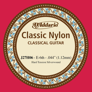 D'Addario J27H06  Student Nylon Classical Guitar Single String, Hard Tension, Sixth String