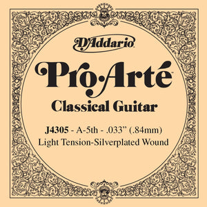 D'Addario J4305 Pro-Arte Nylon Classical Guitar Single String, Light Tension, Fifth String