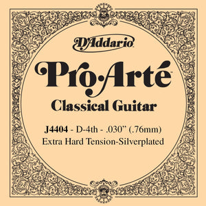 D'Addario J4404 Pro-Arte Nylon Classical Guitar Single String, Extra-Hard Tension, Fourth String