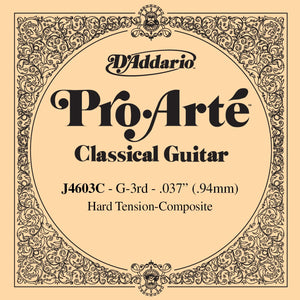 D'Addario J4603C Pro-Arte Nylon Classical Guitar Single String, Hard Tension, Third String