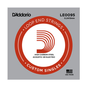 D'Addario LE0095 Plain Steel Loop End Single String, .0095