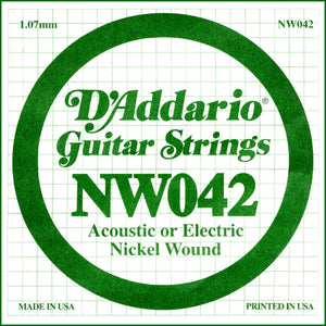 D'Addario NW042 Nickel Wound Electric Guitar Single String, .042