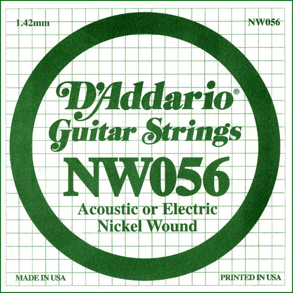 D Addario NW056 Nickel Wound Electric Guitar Single String .056