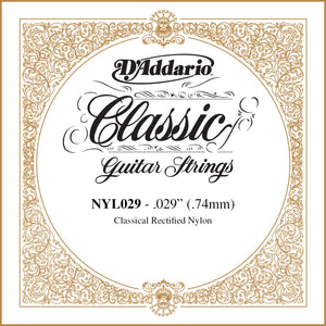 D'Addario NYL029 Rectified Nylon Classical Guitar Single String ,.029