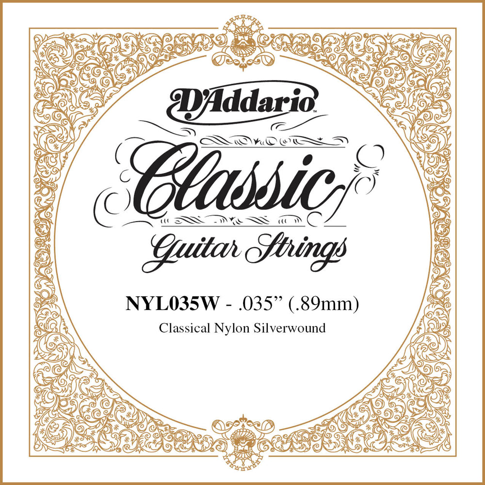 D'Addario NYL035W Silver-plated Copper Classical Single String, .035 