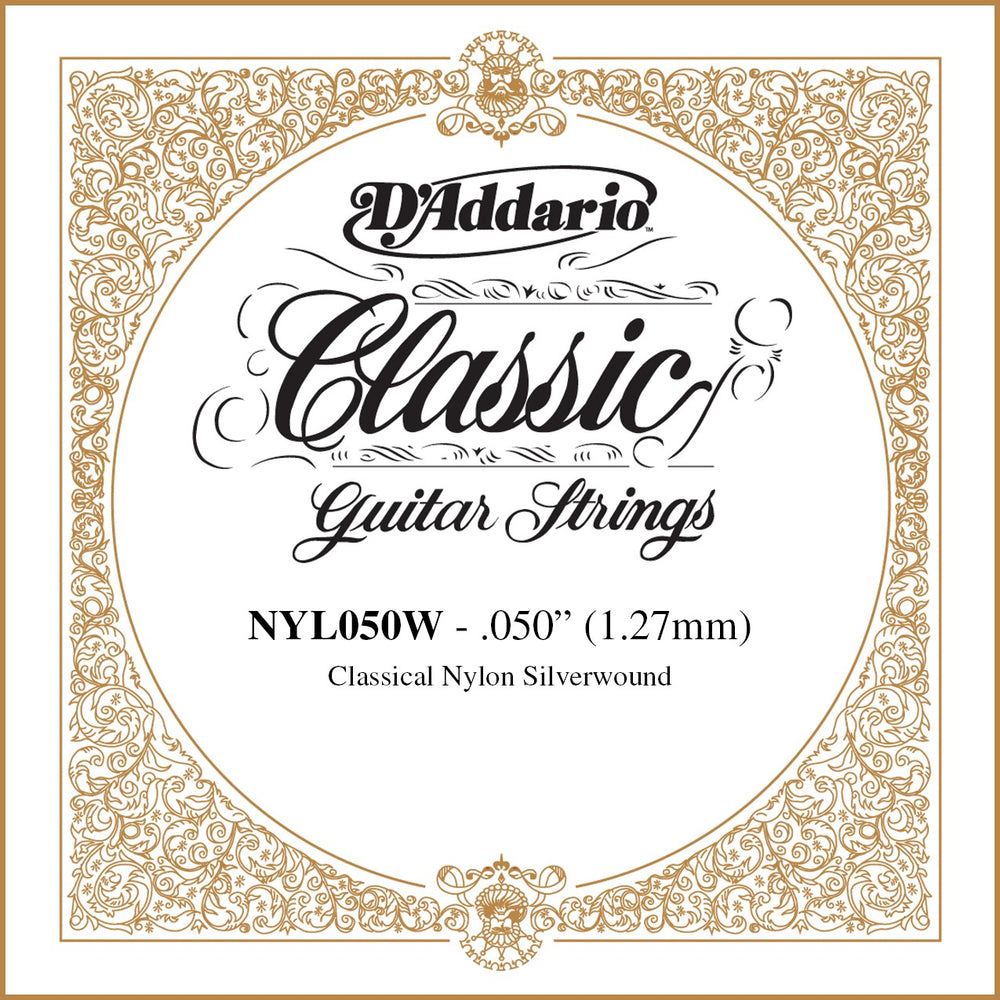 D'Addario NYL050W Silver-plated Copper Classical Single String, .050 