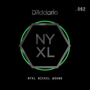 D'Addario NYXL Nickel Wound Electric Guitar Single String, .062