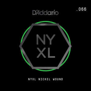 D'Addario NYXL Nickel Wound Electric Guitar Single String, .066