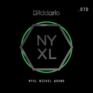 D'Addario NYXL Nickel Wound Electric Guitar Single String, .070