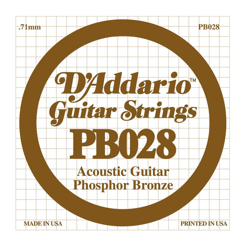 D Addario PB028 Phosphor Bronze Wound Acoustic Guitar Single