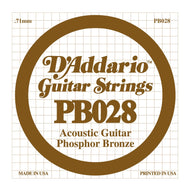 D'Addario PB028 Phosphor Bronze Wound Acoustic Guitar Single String, .028