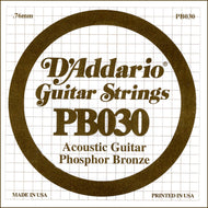 D'Addario PB030 Phosphor Bronze Wound Acoustic Guitar Single String, .030