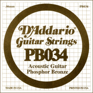 D'Addario PB030 Phosphor Bronze Wound Acoustic Guitar Single String, .034