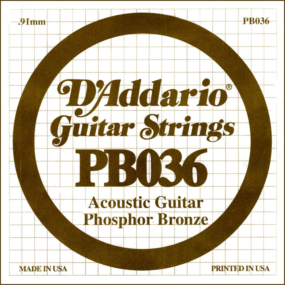 D Addario PB030 Phosphor Bronze Wound Acoustic Guitar Single