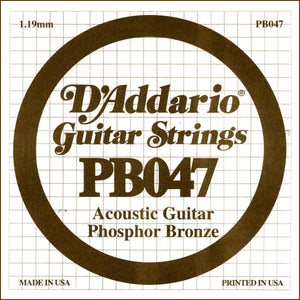 D'Addario PB047 Phosphor Bronze Wound Acoustic Guitar Single String, .047