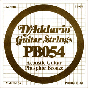 D'Addario PB054 Phosphor Bronze Wound Acoustic Guitar Single String, .054