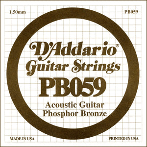 D'Addario PB059 Phosphor Bronze Wound Acoustic Guitar Single String, .059