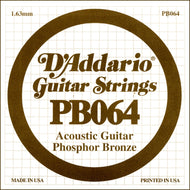 D'Addario PB064 Phosphor Bronze Wound Acoustic Guitar Single String, .064